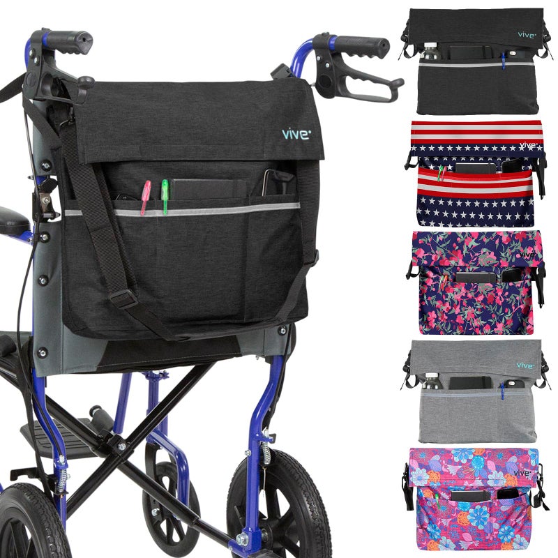 Vive XL Wheelchair Accessories Bag Waterproof ScratchResistant DoubleStitched Machine Washable for Adults Seniors 15 Colors Storage Walker Backpack to Hang on Back
