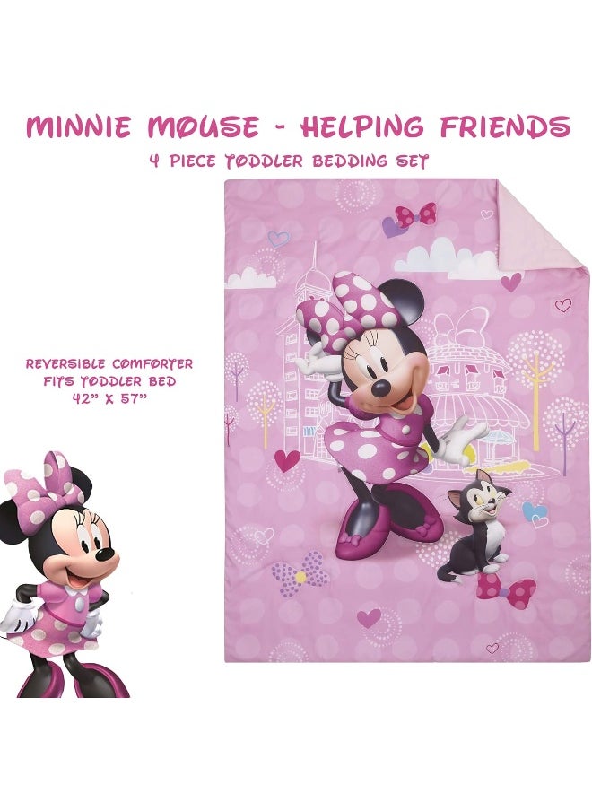 Disney - Disney Minnie Mouse Helping Friends 4 Piece Toddler Bedding set - Image 1