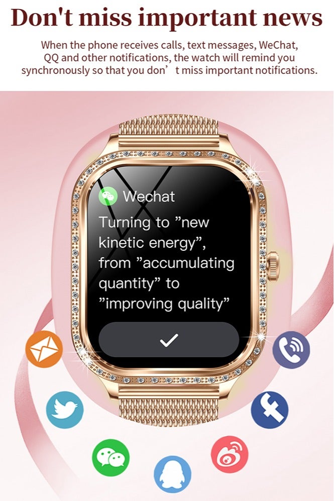 RollsTimi  Smart Watches for Women with Diamonds, 1.75" HD Smartwatch with Sleep Monitor,IP68 Waterproof Fitness Tracker 100+ Sport Modes Pedometer for Android iOS - Image 4