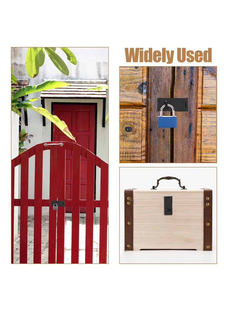 Set of 4 Heavy Duty 3 Inch Black Lock Hasps Ideal for Fences Pet Cages Cabinets and More - Image 2