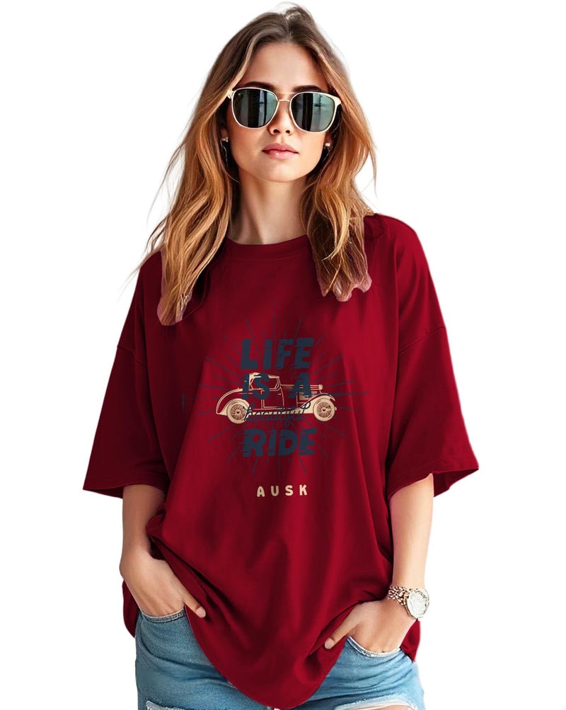 AUSK Womens Oversized T-Shirts || Oversize Printed Tshirt for Women - Image 1
