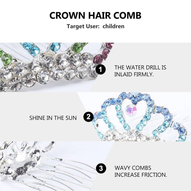 minkissy 4Pcs Princess Crown Comb Mini Tiara Hair Comb Shiny Rhinestone Tiara for Girls Hair Dectoration - Image 2