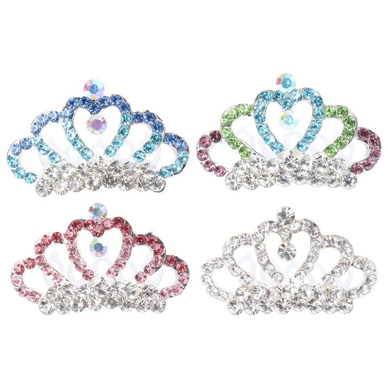 minkissy 4Pcs Princess Crown Comb Mini Tiara Hair Comb Shiny Rhinestone Tiara for Girls Hair Dectoration - Image 1