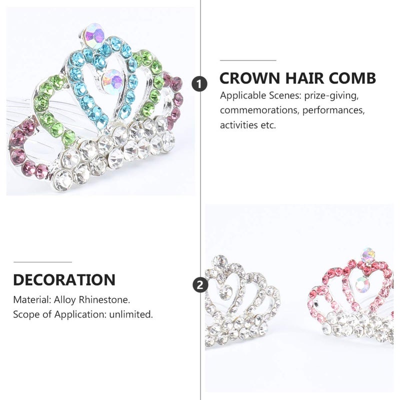 minkissy 4Pcs Princess Crown Comb Mini Tiara Hair Comb Shiny Rhinestone Tiara for Girls Hair Dectoration - Image 3