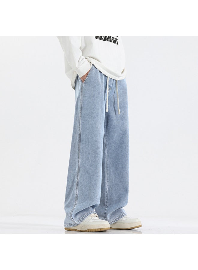 Men's American Elastic Waist Trendy Jeans Men's Loose Straight-leg Cleanfit Multi-color Wide Leg Pants