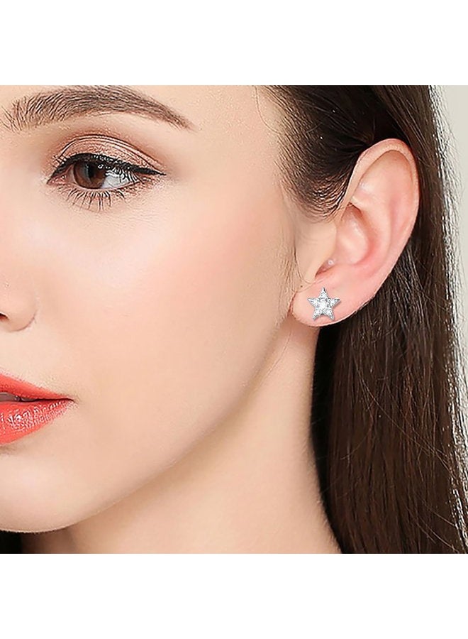 DAOCHONG Valentine Day Gifts 925 Sterling Silver Crescent Moon Star Long Dangle Earrings for Women Girl Mother Cubic Zirconia - Image 4