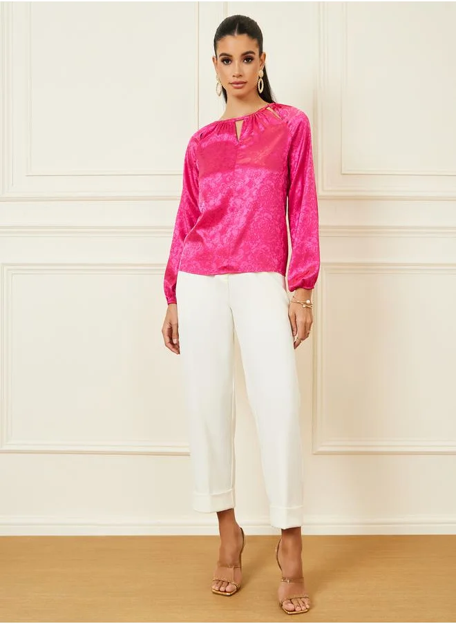ستايلي Jacquard Cut-Out Panel Detail Blouse