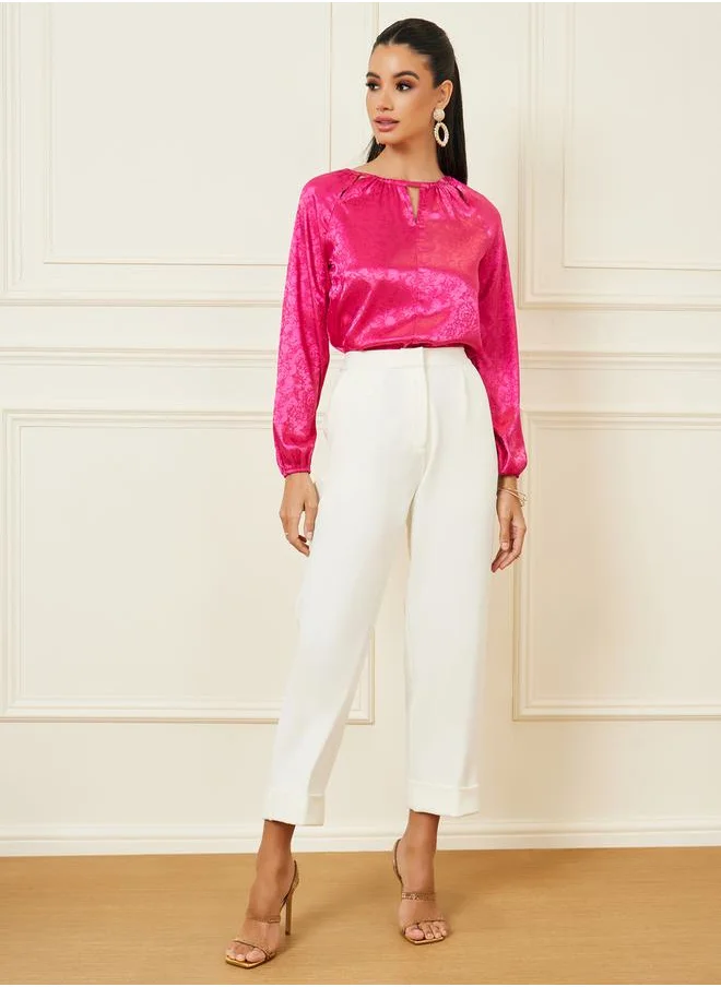 ستايلي Jacquard Cut-Out Panel Detail Blouse