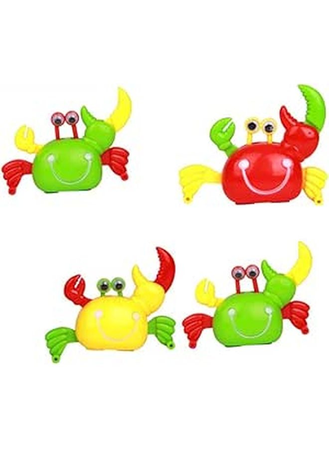 4 Piece Wind Up Toy Crabs Plastic Clockwork Party Favors Red Green Yellow - Image 1