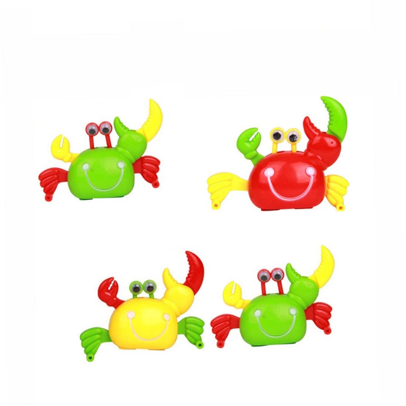 4 Piece Wind Up Toy Crabs Plastic Clockwork Party Favors Red Green Yellow - Image 2