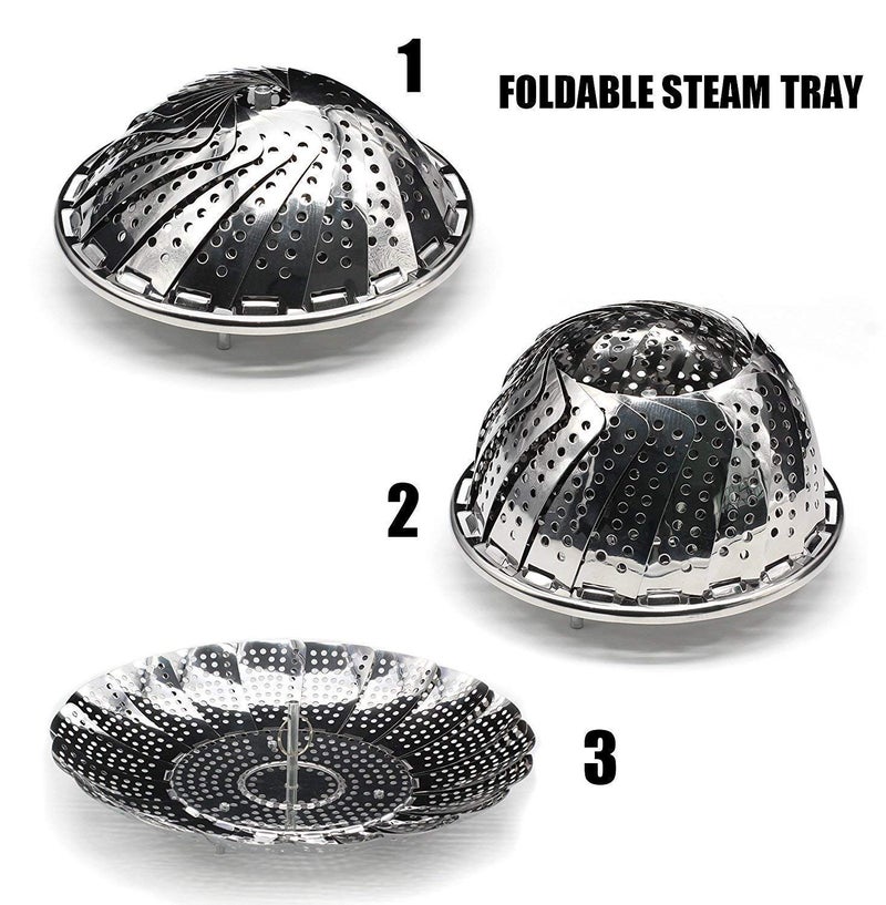 Meetzone Meetzone Folding Collapsible Basket Stainless Steel Vegetable Steamer Instant Pot Accessories for Food (1ps/Medium) - Image 2