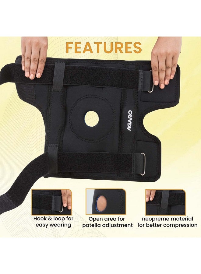AGARO AGARO Hinged Knee Wrap With Open Patella, Rigid Biaxial Hinge Knee Brace for Joint Pain Relief, Workout, Arthritis & Ligament Tear, Neoprene, Knee Cap for Men & Women, Large, Black - Image 4