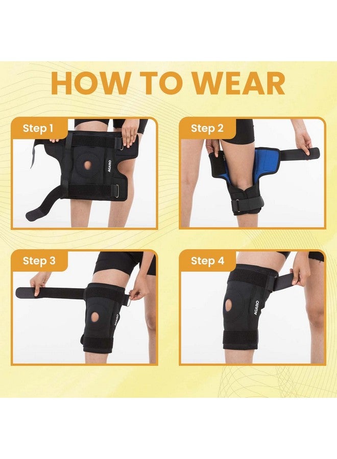 AGARO AGARO Hinged Knee Wrap With Open Patella, Rigid Biaxial Hinge Knee Brace for Joint Pain Relief, Workout, Arthritis & Ligament Tear, Neoprene, Knee Cap for Men & Women, Large, Black - Image 5
