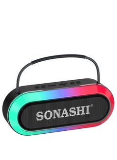 SONASHI Rechargeable Bluetooth Speaker with RGB Light and 2 Wireless BT Mic | Continuous Working of 4 Hrs | USB/TF Card/AUX Slot with up to 10M Operation Range | HI-FI Sound - Ideal for Outdoor Parties |  3000mAh Battery DC 5V SBS-724 Black  - Image 2