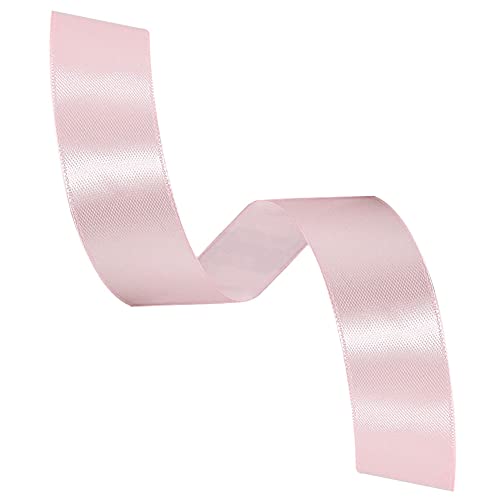 HLOMVE Solid Color Blush Pink Satin Ribbon, 1 Inches x 25 Yards Fabric Satin Ribbon for Gift Wrapping, Crafts, Hair Bows Making, Wreath, Wedding Party Decoration and Other Sewing Projects - Image 2
