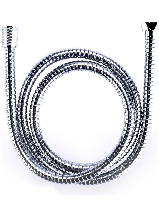 GEEPAS Stainless Steel Shower Hose| 1.75 Meters Long, With Metal Nut And Brass Insert And 1/2-Inch Standard Connector| Perfect For Shower Head| Chrome Plated, 1 Year Warranty Silver - Image 1