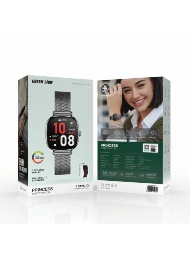 GreenLion Green Lion Princess Smart Watch, 1.70" AMOLED Display, 336x336 Resolution, 1000 Nits Brightness, Bluetooth 5.2, Heart Rate & Blood Pressure Monitoring, IP68 Waterproof, Glossy Black - Image 5