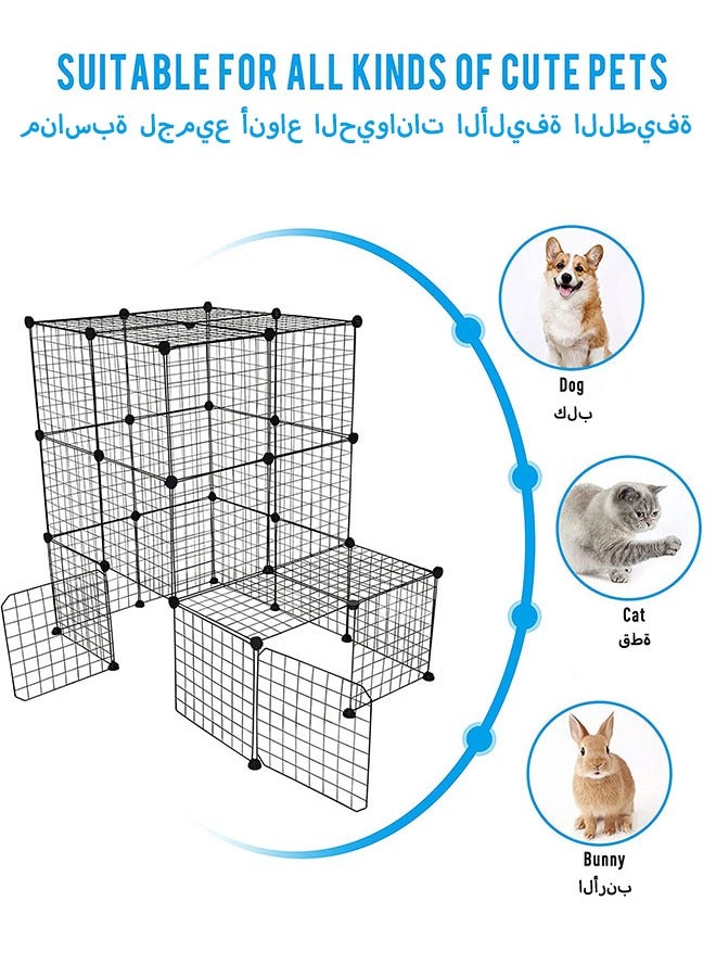 Generic Large Cat Cage Indoor DIY Cat Playpen Detachable Metal Wire Kennels Crate Large Exercise Place Ideal for Cat Rabbit Ferret with 24 Metal Panels - Image 4