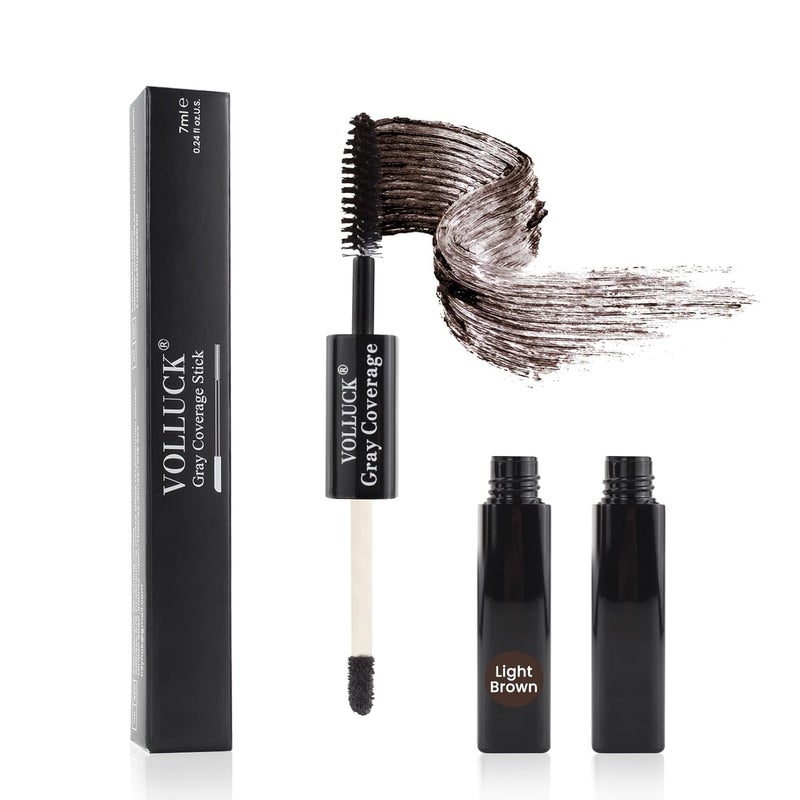 Root Touch Up Stick Instant Gray Hair Cover Concealer 2In1 Double Head Hair Color Finishing Stick Hair Mascara Brush for Eyebrow Beard Light Brown 023 Fl oz