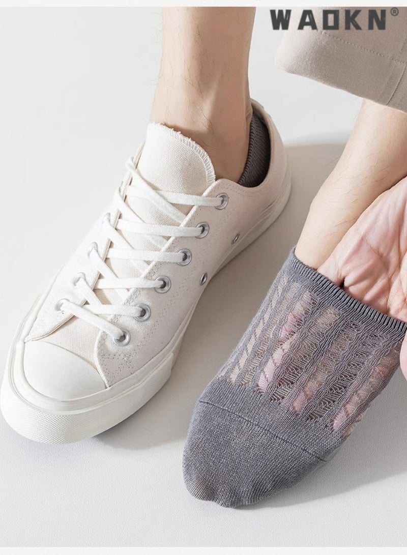 7 Pairs Men's Breathable Mesh Top Non-Slid Socks Cotton Stripe Low Cut Ankle Fresh Ventilation Athletic Running Sports，for Gym Office  Casual Wear Comfortable Soft Socks, Durable and Lightweight - Image 5