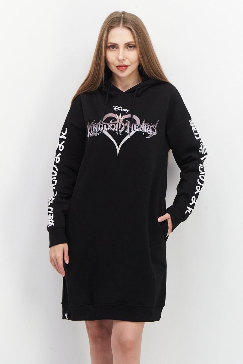 DIFUZED Women Graphic Print Sweater Dress, Black - Image 1