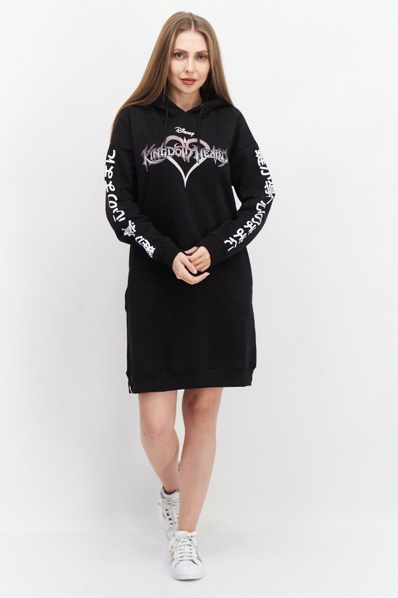 DIFUZED Women Graphic Print Sweater Dress, Black - Image 2