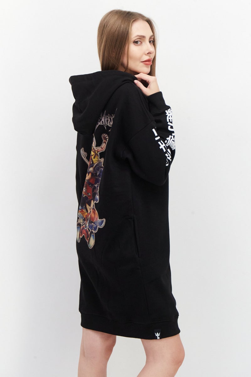 DIFUZED Women Graphic Print Sweater Dress, Black - Image 4