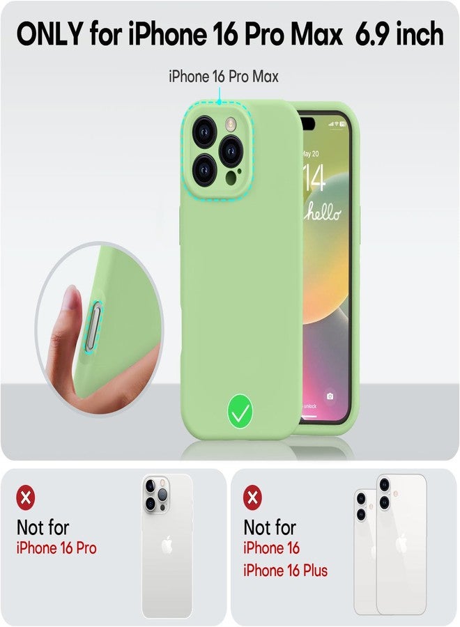 Vooii Compatible with iPhone 16 Pro Max Case, Liquid Silicone Upgrade [Camera Protection] [Soft Anti-Scratch Microfiber Lining] Shockproof Phone Case for iPhone 16 Pro Max 6.9 inch - Matcha - Image 5
