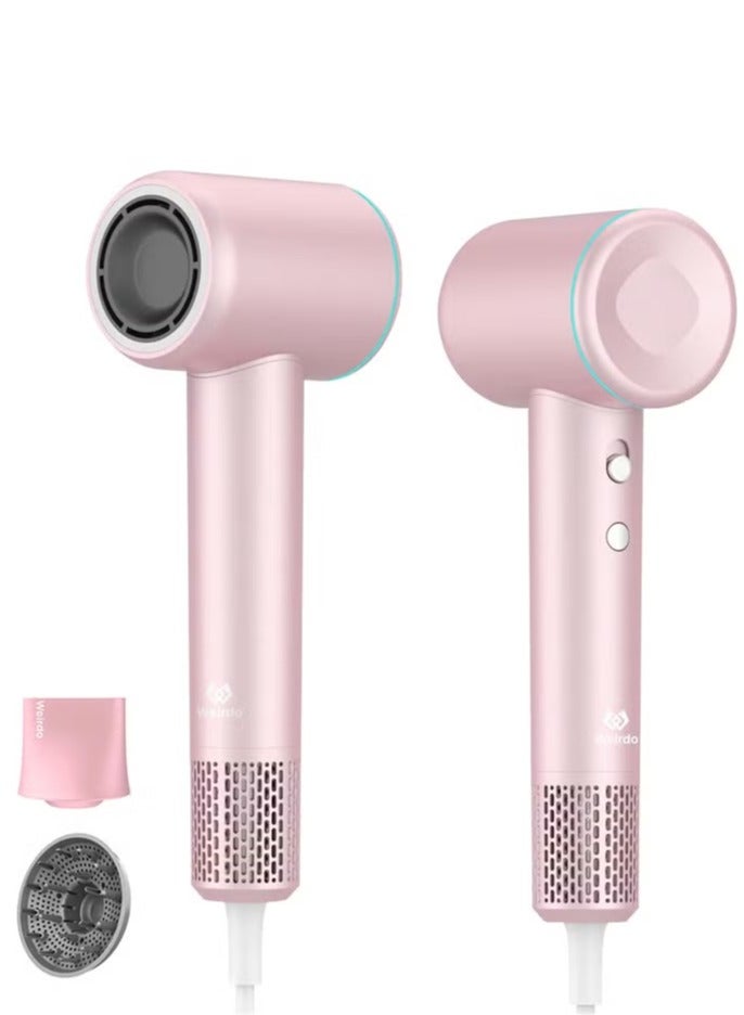 Weirdo Hair Dryer - Fast Hair Drying in 1 Minutes - 110,000 RPM High-Speed Motor - Tri-Color LED Ring, Clear Temperature Indication - Powerful Air Flow 22m/s - 8 Wind Modes - Travel Essential (White) - Image 1