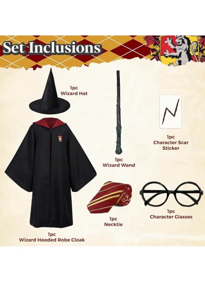 Home Smart HomeSmart Wizard Party Costume Kids Set of 6PCS With Magic Wand Tattoo Glasses Tie And Wizarding Hat For Boys Girls Kids and Adults  - Image 3