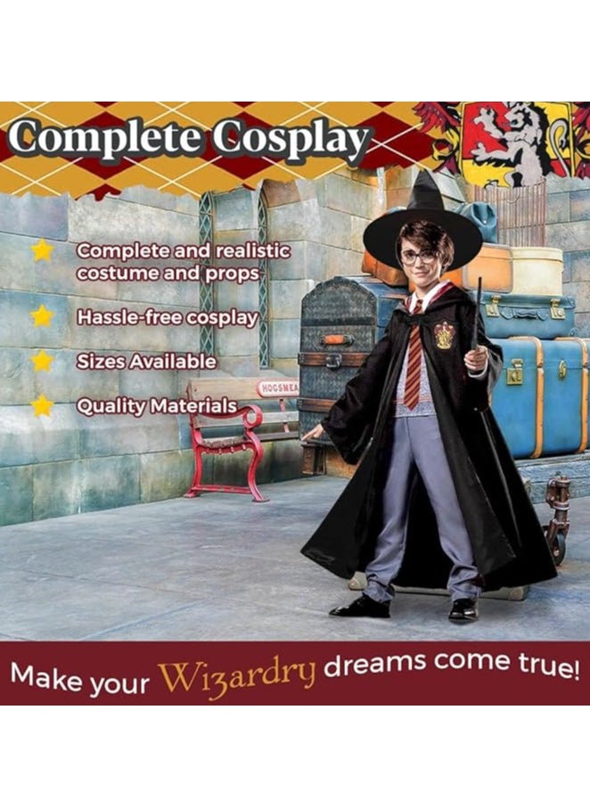 Home Smart HomeSmart Wizard Party Costume Kids Set of 6PCS With Magic Wand Tattoo Glasses Tie And Wizarding Hat For Boys Girls Kids and Adults  - Image 5