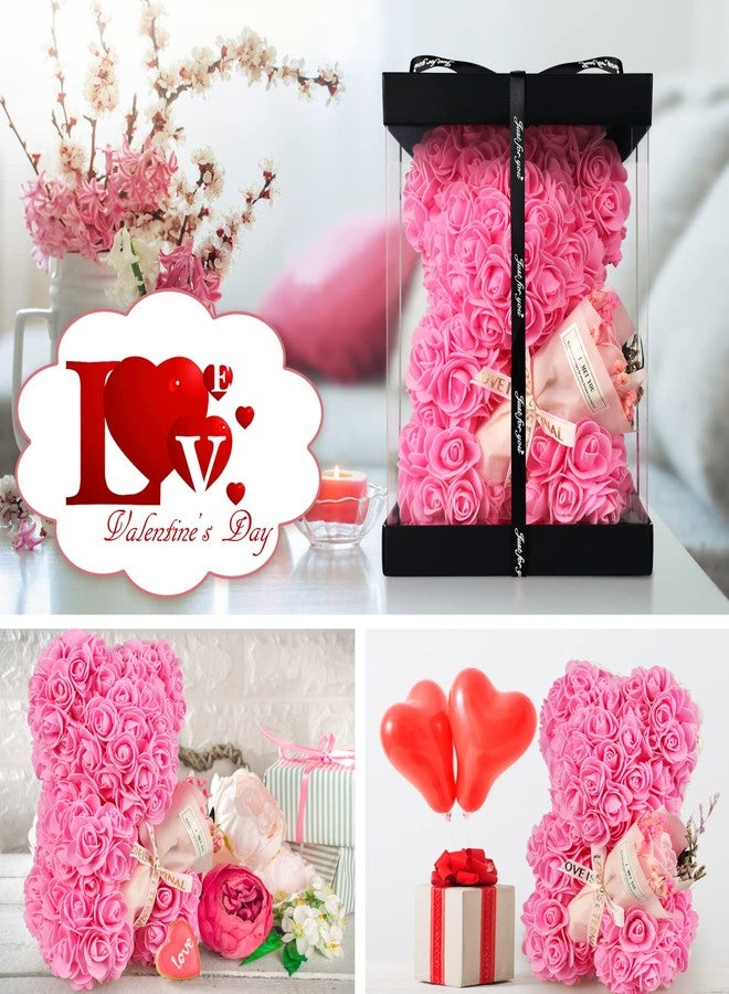K KYMAKE Rose Bear Birthday Gifts for Women,Flower Bear Rose with I Love You Necklace 100 Languages,Anniversary Christmas,Gifts for Grandmother Girlfriend gifts,Valentines Gifts for Her (Pink) - Image 3
