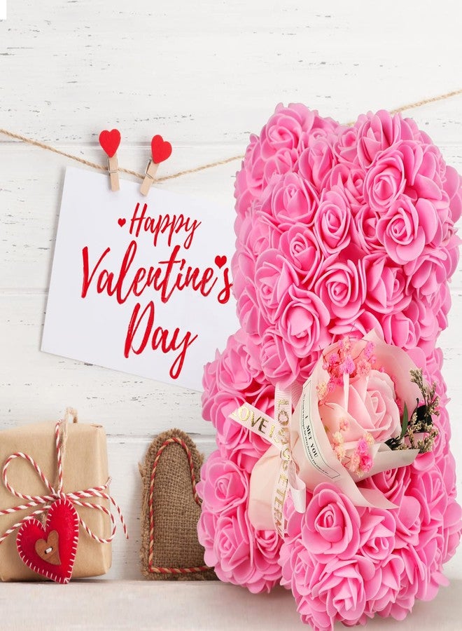 K KYMAKE Rose Bear Birthday Gifts for Women,Flower Bear Rose with I Love You Necklace 100 Languages,Anniversary Christmas,Gifts for Grandmother Girlfriend gifts,Valentines Gifts for Her (Pink) - Image 2