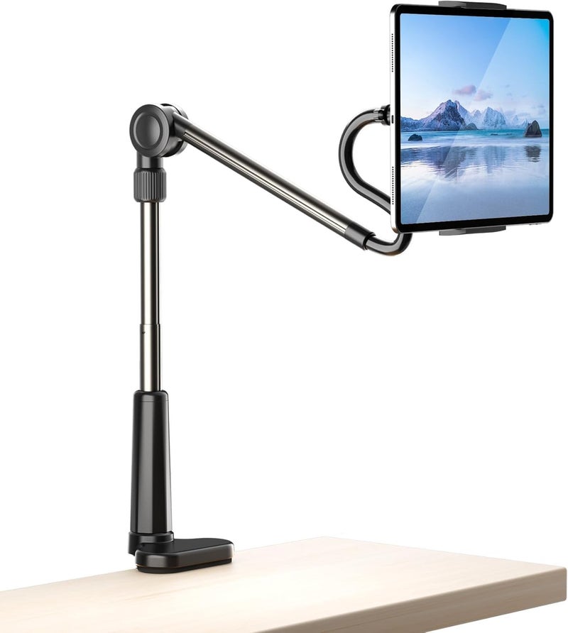 كاست ويف حامل أجهزة لوحية للمكتب لأجهزة iPad Pro، حامل ذراع قابل للتعديل بسهولة للهواتف والأجهزة اللوحية، متوافق مع Kindle وiPhone وiPad Pro/Mini/Air والهواتف الذكية وملحقات القارئ الإلكتروني (أسود) - Image 1