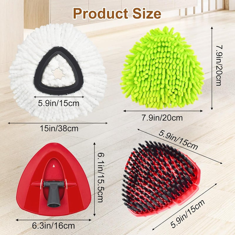 Heuihm 6 Pack Mop Heads Replacements Compatible with Ocedar EasyWring 1 Tank, Spin Mop Replacement Head, Include 4 O Cedar Mops Replace Heads, 1 Scrubber MOp Head and 1 Mopping Base for Cleaning - Image 3