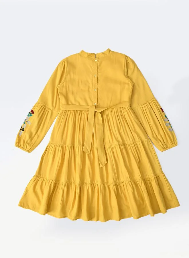BELLA MODA Bella Moda Embroidered Tiered Knee-Length Dress