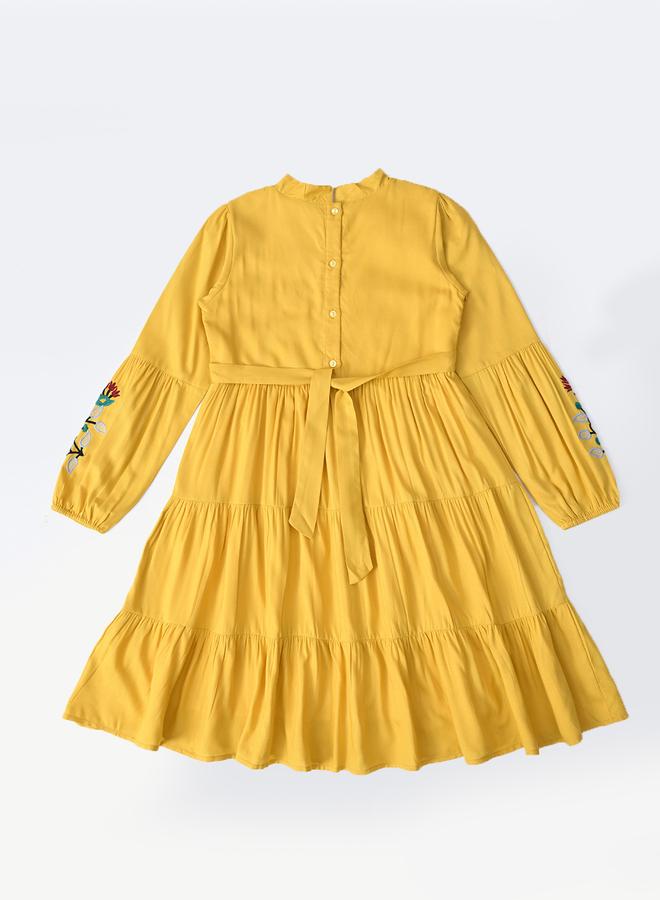 بيلا مودا فستان مُطرّز بطول الركبة مع كسرات - Image 3