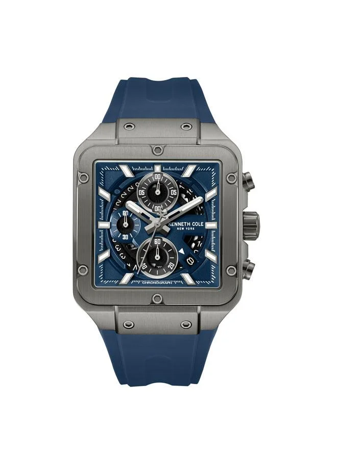 Arlington Blue Dial Black Silicone Strap Chronograph Watch for Men - 39.5mm