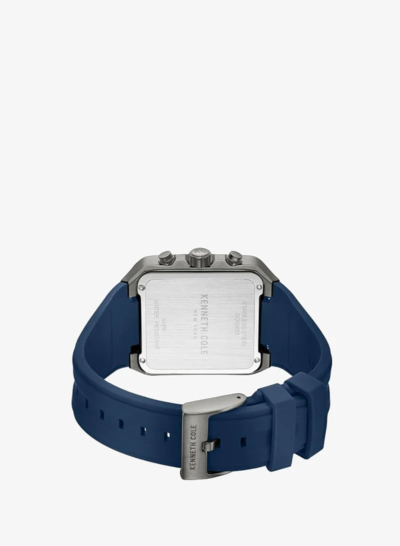 Kenneth Cole New York Blue Arlington Blue Dial Black Silicone Strap Chronograph Watch for Men - 39.5mm for Men | Best Price UAE