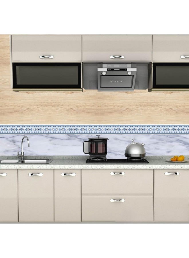 ELTON Peel and Stick Wallpaper Border - Blue Inlay Marble Stone Pattern - Glossy Laminated Waterproof PVC - for Kitchen, Tile, Living Room Bathroom Decoration 3 Inch X 10 feet (BDR3, 1) - Image 5