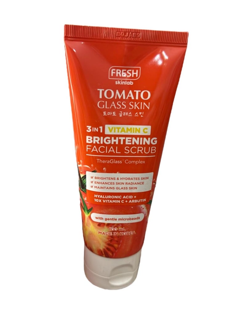 Fresh skinlab tomato glass skin 3in 1 vitamin c brightening facial scrub 100ml