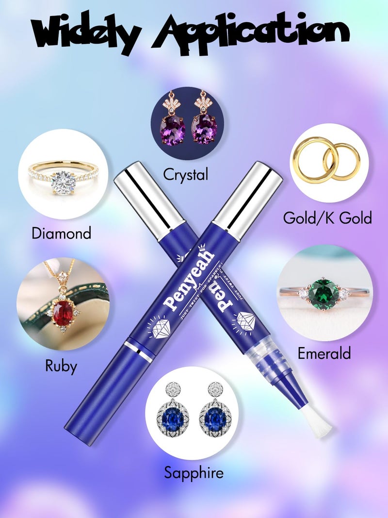 Penyeah Jewelry Cleaner Pen 2Pack, Quick Sparkle Diamond Ring Cleaner Pen Stick, Soft Brush Travel Portable Cleaning for Diamonds,Gemstones,Gold, Engagement Gift for Wedding Bridal Women Engaged - Image 5