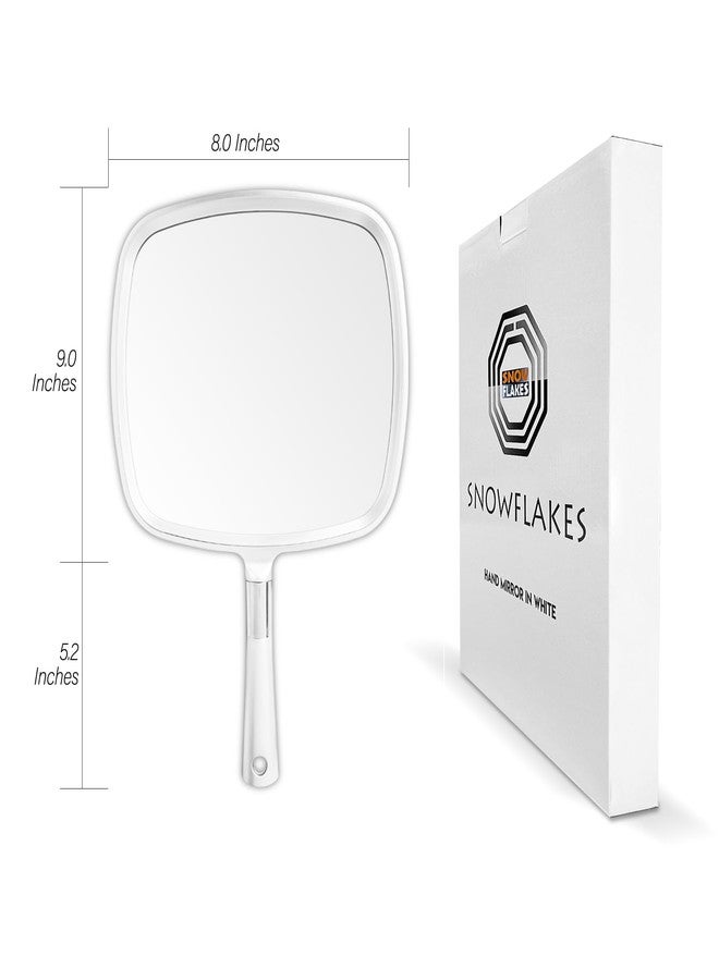 SNOWFLAKES SNOWFLAKES Snowflakes Large Hand Mirror with Handle-Hang Handheld Mirror Hairdresser Mirror.(White) - Image 2