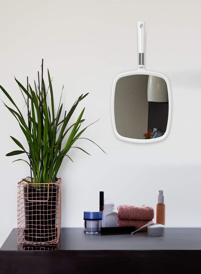 SNOWFLAKES SNOWFLAKES Snowflakes Large Hand Mirror with Handle-Hang Handheld Mirror Hairdresser Mirror.(White) - Image 4