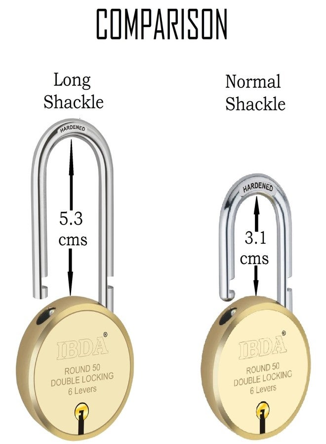 IBDA long shackle small keyed lock|lock and key|Double Locking|6 Levers' Technology|Rivetless Steel Body Padlock|Lock for indoor use,home,gate,door,kadi,channel,chain,shop,school,meter box (Pack of 1) - Image 2
