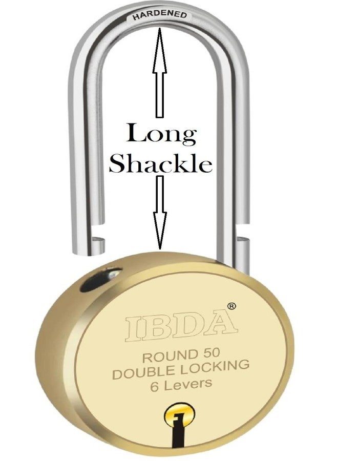 IBDA long shackle small keyed lock|lock and key|Double Locking|6 Levers' Technology|Rivetless Steel Body Padlock|Lock for indoor use,home,gate,door,kadi,channel,chain,shop,school,meter box (Pack of 1) - Image 1