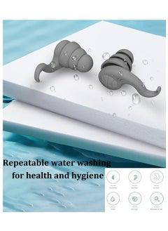 Ssovi 3 pairs Reusable Silicone Ear Plugs, Waterproof Hypoallergenic Noise Reduction Earplugs for Hearing Protection, Suitable for Sleeping,Snoring, Swimming, Airplanes, Work, Studying（grey）  - Image 3