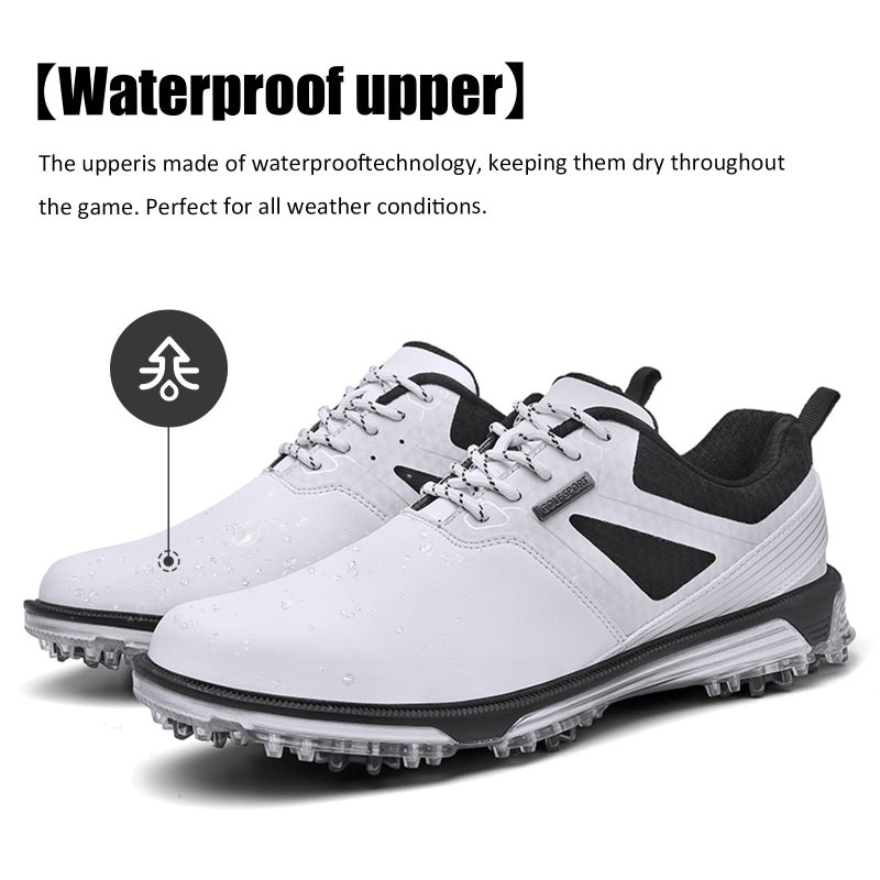 ULTIANT Men's Golf Shoes Fixed Nailless Sole Waterproof Lightweight No-Slip Walking Shoes Size7.5-14(White,43.5) - Image 4