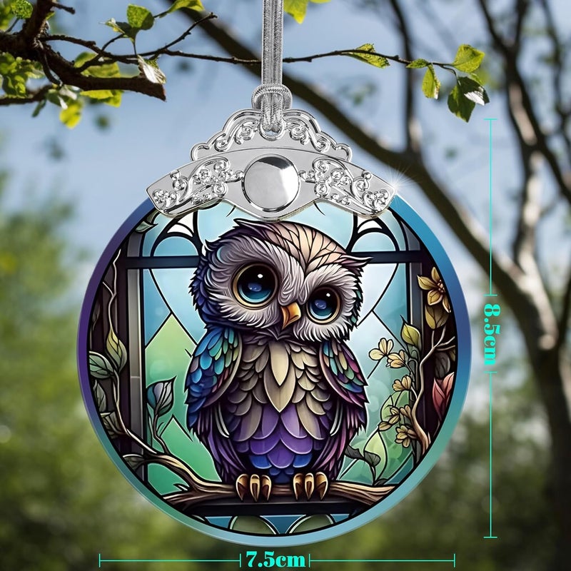 Jocidea Owl Christmas Ornaments - Stained Glass Holiday Decorations, Tree Ornaments, Xmas Gifts for Owl Lovers - Image 2