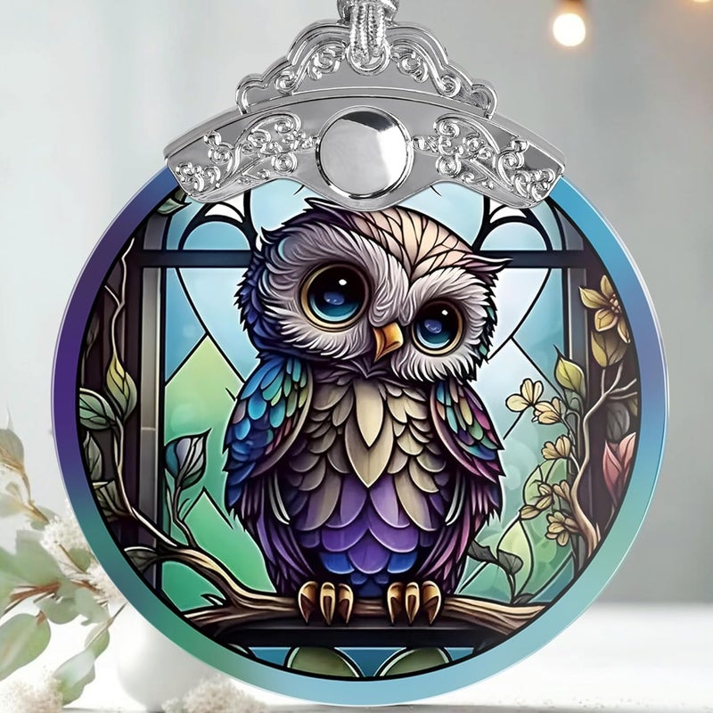 Jocidea Owl Christmas Ornaments - Stained Glass Holiday Decorations, Tree Ornaments, Xmas Gifts for Owl Lovers - Image 1